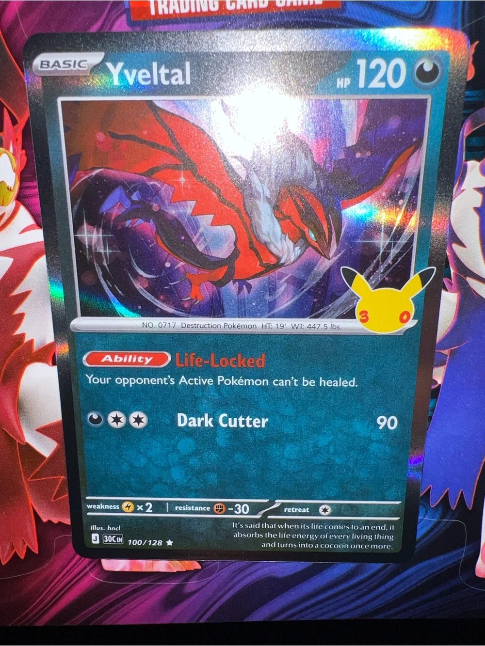 Pokemon Yveltal Holo Card - Black & Red Artwork